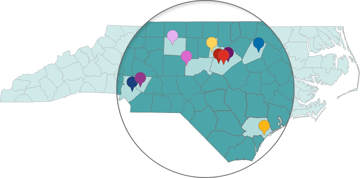 North Carolina community grants map